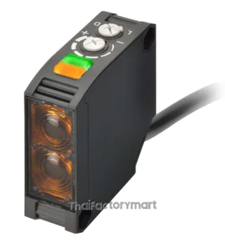 Retro-reflective with M.S.R. function, Sensing distance When using the E39-R1: 100 mm to 6 m, Light-ON/Dark-ON selectable, Relay output (SPDT), Pre-wired models (2 m), Red LED (624 nm)