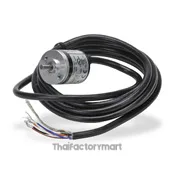 Koyo Encoder, Incremental, Light Duty, 360 Pulses per Revolution, 4mm Solid Shaft, 25mm Diameter Body, 5-12VDC, NPN Open Collector, IP50 (Dust Proof), 2 meter Cable, Tinned Ends, Mounting Screws included