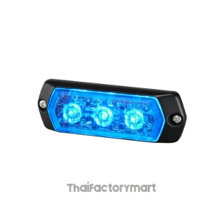 Warning Light, 12-24V DC, Triple Flash, Extreme Warning Flash, Continuous, Blinking, Blue LED, IP68, Outdoor