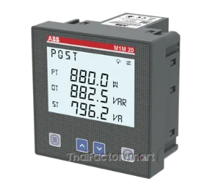 M1M 20 Modbus is a power meter with aux supply 100-230 V AC/DC, LCD display, Modbus RTU, 2TAZ662012R2000
