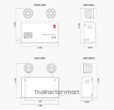 Emergency Light LED Cap 12V-2.9AH 5 hrs Backup รูปที่ 2