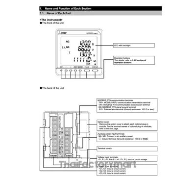 ME96SSEB-MB, Multi-Measuring Instrument; MODBUS RTU; LCD with LED backlight รูปที่ 2