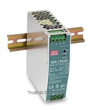 EDR-150-24, DIN Rail Power Supply, 87%, 24V, 6.5A, 150W, Adjustable