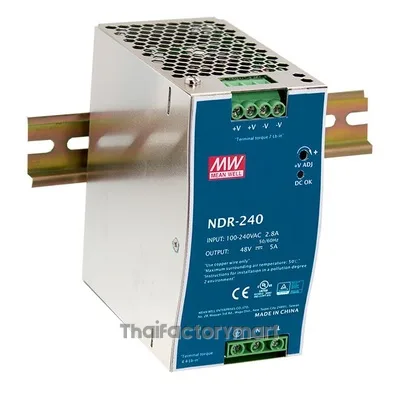 NDR-240-24, DIN Rail Power Supply, 89%, 24V, 10A, 240W, Adjustable photo 3