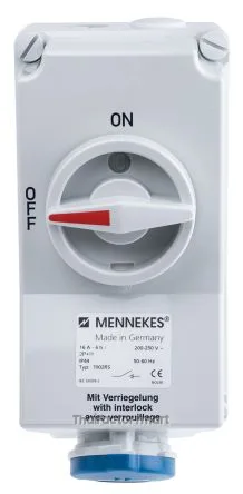 Mennekes Switchable IP44 Interlocked Socket 2P+E, Earthing Position 6h, 16A, 230V