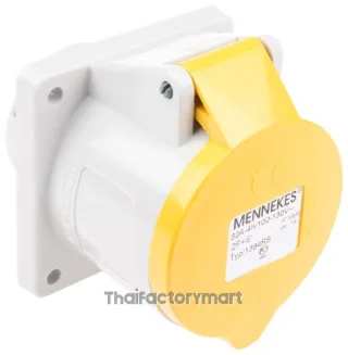 Mennekes IP44 Yellow Panel Mount 2P+E Industrial Power Socket, Rated At 32A, 110 V