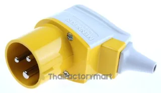 Mennekes IP44 Yellow Cable Mount 3P Right Angle Industrial Power Plug, Rated At 16A, 110V