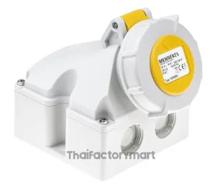 Mennekes IP67 Yellow Wall Mount 2P+E Industrial Power Socket, Rated At 16A, 110 V