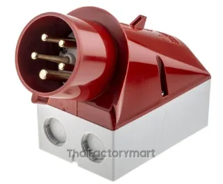 Mennekes IP44 Red Wall Mount 5P Right Angle Industrial Power Plug, Rated At 32A, 400V