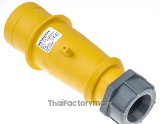 Mennekes IP44 Yellow Cable Mount 3P Industrial Power Plug, Rated At 32A, 110V