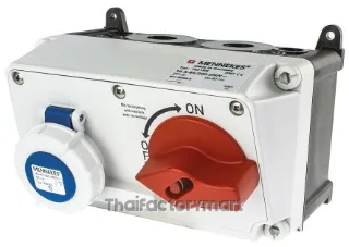 Mennekes Right Angle Switchable IP67 Interlocked Socket 2P+E, Earthing Position 6h, 16A, 230 V