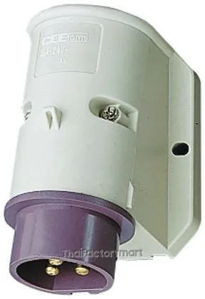 Mennekes IP44 Purple Wall Mount 2P Right Angle Industrial Power Plug, Rated At 16A, 20 → 25 V