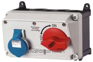 Mennekes Right Angle Switchable IP44 Interlocked Socket 2P+E, Earthing Position 6h, 16A, 230 V