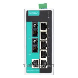 MOXA EDS-208A-MM-SC, Unmanaged Ethernet switch with 6 10/100BaseT(X) ports, and 2 100BaseFX multi-mode ports with SC connectors, -10 to 60°C operating temperature