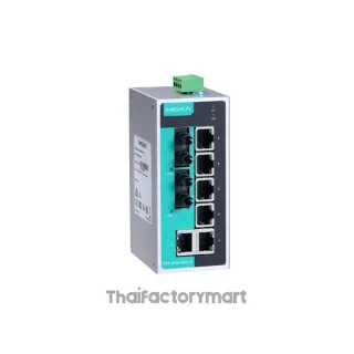 MOXA EDS-208A-MM-ST-T, Unmanaged Ethernet switch with 6 10/100BaseT(X) ports, and 2 100BaseFX multi-mode ports with ST connectors, -40 to 75°C operating temperature