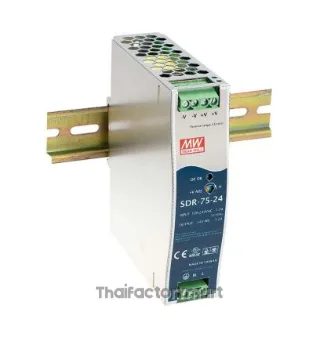 SDR-75-24, DIN Rail Power Supply, 89%, 24V, 3.2A, 76.8W, Adjustable