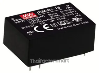 Mean Well IRM-01-15, 1W Encapsulated Switch Mode Power Supply, 15V dc, Encapsulated