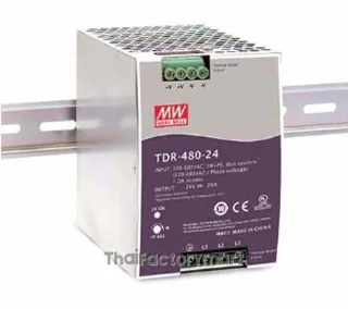 Mean Well TDR-480-24, Three Phase Industrial DIN Rail Power Supply, 92.5%, 24V, 20A, 480W, Adjustable