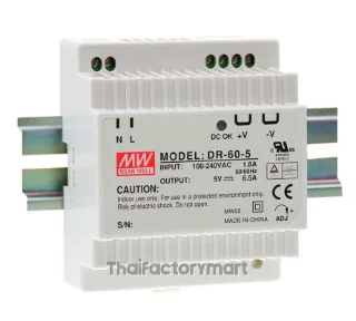 Mean Well DR-60-15, 60W Din Rail Single O/P Class2