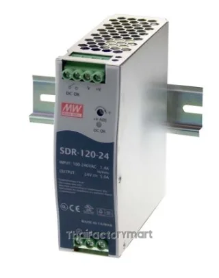 SDR-120-48, DIN Rail Power Supply, 91%, 48V, 2.5A, 120W, Adjustable