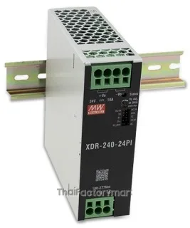 Mean Well XDR-240-48PI 240W AC/DC High-End Ultra Slim Industrial DIN Rail Power Supply, 48V Output, Push-in Terminal