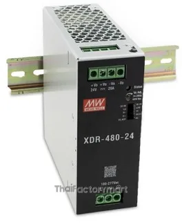 Mean Well XDR-480-48 480W AC/DC High-End Ultra Slim Industrial DIN Rail Power Supply, 48V Output, Screw Terminal
