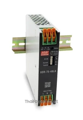 Mean Well XDR-75-48LA 75W AC/DC High-End Ultra Slim Industrial DIN Rail Power Supply, 48V Output, Lever-Actuated Terminal