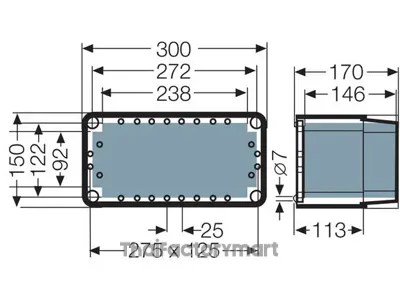 Mi 0101, ตู้พลาสติกไฟฟ้าฝาทึบ 150x300x170 mm IP 65 photo 3