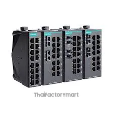 MOXA EDS-2016-ML-SS-SC-T, Unmanaged Ethernet switch with 14 10/100BaseT(X) ports, 2 100BaseFX single-mode ports with SC connectors, and -40 to 75°C operating temperature