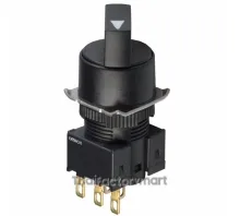 Selector switch complete, dia. 16 mm, non-illuminated, lever type, round, 2 notches, manual reset, IP65, SPDT contact block, solder terminal