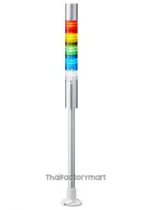 LR LED Pre-Configured Beacon Tower With Buzzer, 5 Light Elements, Amber, Blue, Green, Red, White, 24 V dc