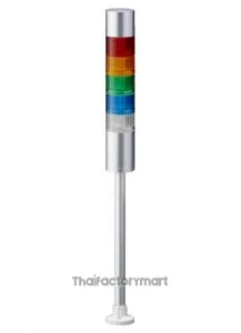 LR6 LED Pre-Configured Beacon Tower With Buzzer, 5 Light Elements, Amber, Blue, Green, Red, White, 24 V dc