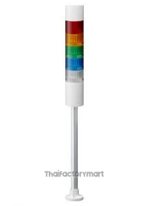 LR6 LED Pre-Configured Beacon Tower With Buzzer, 5 Light Elements, Amber, Blue, Green, Red, White, 24 V dc