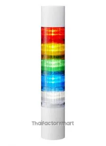 LR6 LED Pre-Configured Beacon Tower With Buzzer, 5 Light Elements, Amber, Blue, Green, Red, White, 24 V dc