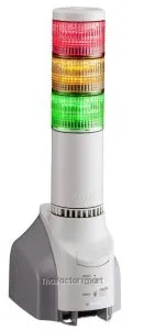 NHL-3FV2-RYG60mm 3-tier network monitor signal tower with MP3 voice alert, DC24V (AC adaptor included), continuous, flashing, alarm, clear lens, off-white body. LED mod: red, amber, green