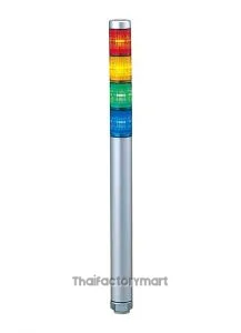 MP-402-RYGB30mm 4-Tier LED signal tower, AC/DC24V, continuous only, direct mount, 220mm silver body LED mod: red, amber, green, blue