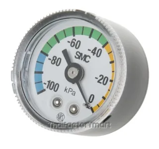 SMC GZ46-K-02 Analogue Positive Pressure Gauge Back Entry 0kPa, Connection Size R 1/4, R 1/8