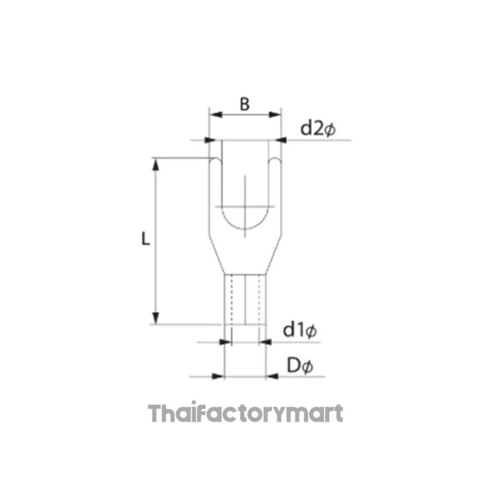 TLUG Y1.5-5S Bare Spade Terminal (Y Type), 1.5 mm² Wire, Screw Ø5.3 mm, ETP-Copper Tin Plated photo 2