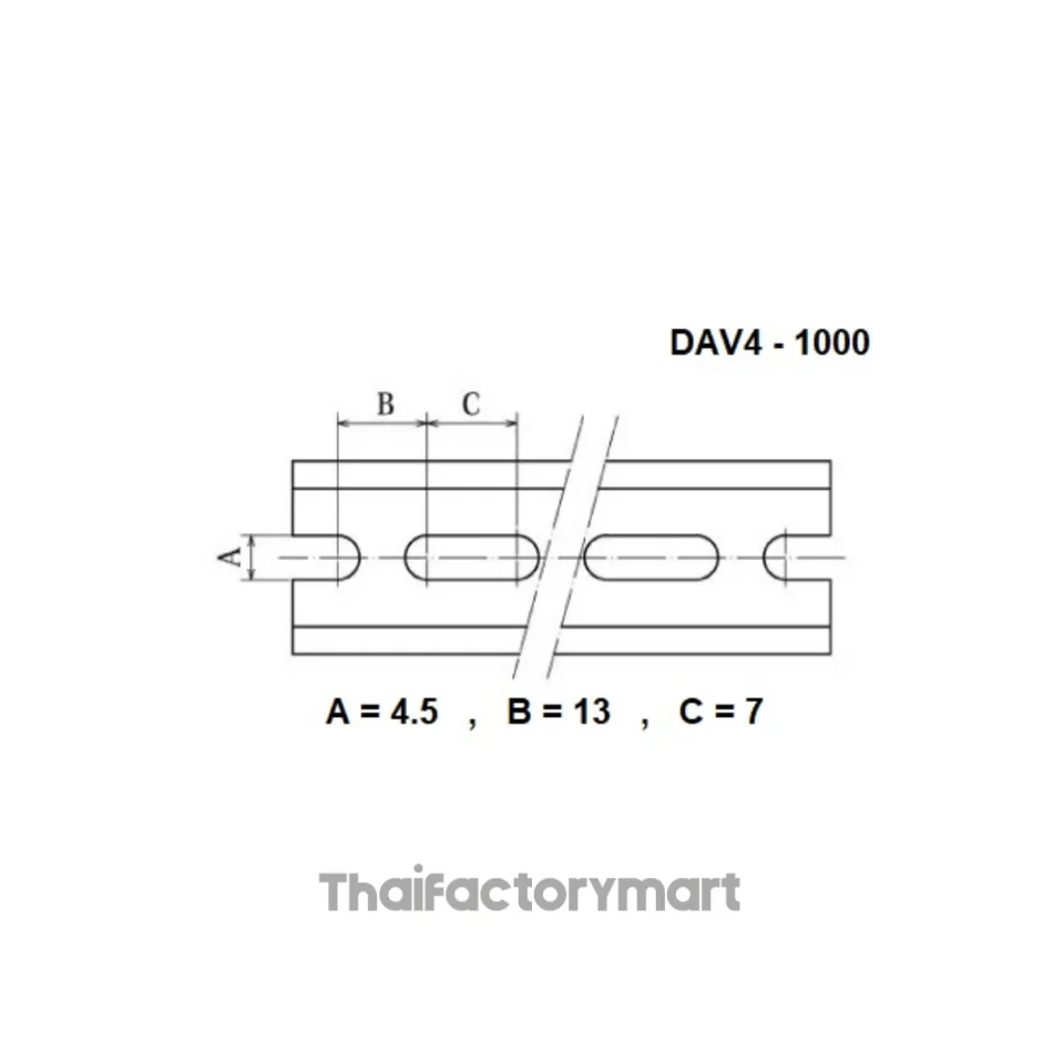 Aluminium DIN Rail, Size 35mm. , 1m x 35mm x 10mm รูปที่ 2