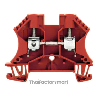 Feed-through terminal block, Screw connection, red, 6 mm², 41 A, 800 V, Number of connections: 2
