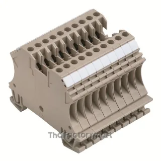Single- and multi-pole terminal strip, Screw connection, dark beige, 2.5 mm², 24 A, 500 V, Number of connections: 2, Number of levels: 1