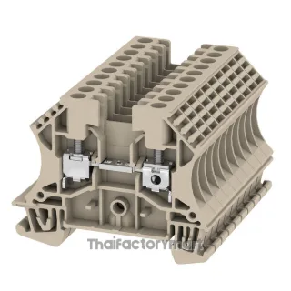 Single- and multi-pole terminal strip, Screw connection, dark beige, 4 mm², 32 A, 800 V, Number of connections: 2, Number of levels: 1