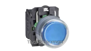 Push button, Harmony XB5, plastic, projecting, blue, 22mm, spring return, booted, unmarked, 1NO