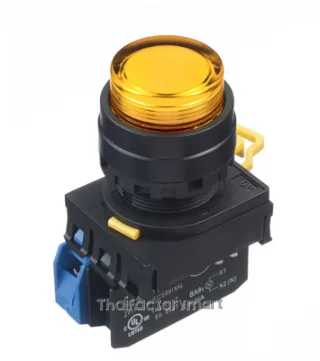 YW1L-M2E10Q4A, Illuminated Pushbutton Momentary Function 1NO IP65 LED Amber Panel Mount