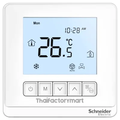 Thermostat, Spacelogic, fan coil on/off, standalone, LCD 5 Button, 2P, 3 fan, 240V, white photo 2