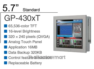 5.7-inch TFT, 65,536 colors, QVGA 320 x 240 pixels, Analog Touch Panel, Ethernet I/F, COM x 2, USB A/mini-B I/F x 1 each, Secondary Back-up Battery, DC24V, Coated Model photo 3