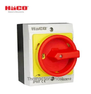 HACO สวิตช์ควบคุม เปิด-ปิด หมุนด้วยมือ On-Off Selector Switch IP65 3P รุ่น RS3010