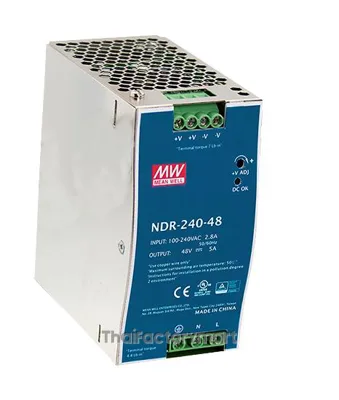 NDR-240-24, DIN Rail Power Supply, 89%, 24V, 10A, 240W, Adjustable photo 2