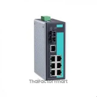 MOXA EDS-308-S-SC-T, Industrial Unmanaged Ethernet Switch with 7 10/100BaseT(X) ports, 1 single mode 100BaseFX port, SC connector, -40 to 75°C