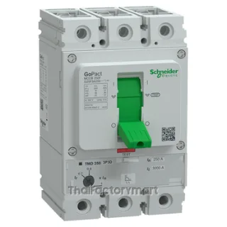 Circuit breaker, GoPact MCCB 250, 3 poles, 36kA at 415VAC, 250A rating, TMD trip unit, adjustable thermal protection
